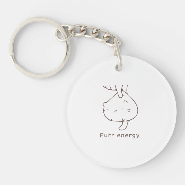 Llavero Minimalist Upside-Down Cat "Purr Energy" Graphic D (Frente)