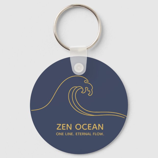 Llavero Minimalist Zen Wave | Abstract Ocean Line (Anverso)