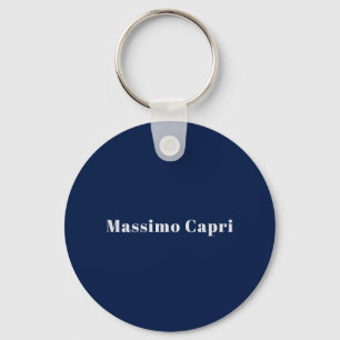 Llavero Minimalista Azul Oscuro Elegante Nombre Propio Tex