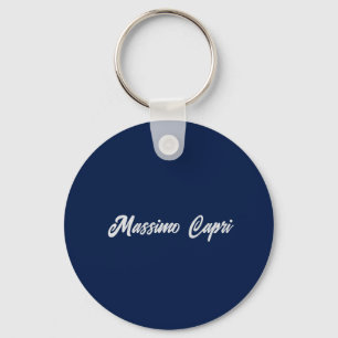 Llavero Minimalista Azul Oscuro Elegante Nombre Propio Tex