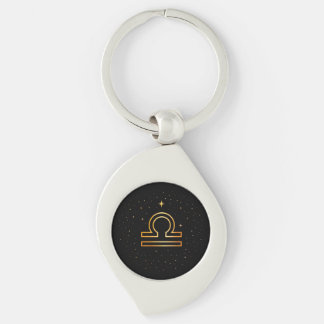 Llavero Minimalista de Libra de Zodiaco en Oro