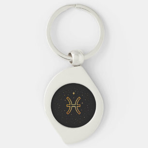 Llavero Minimalista de Piscis en Oro