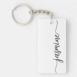 Llavero Minimalista Femenina Simple Nombre Monograma Scrip