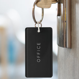 Llavero Minimalista Moderna Texto Personalizado Negro