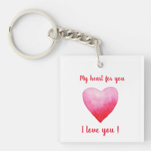 Llavero Minimalista te amo el corazón de las acuarelas roj