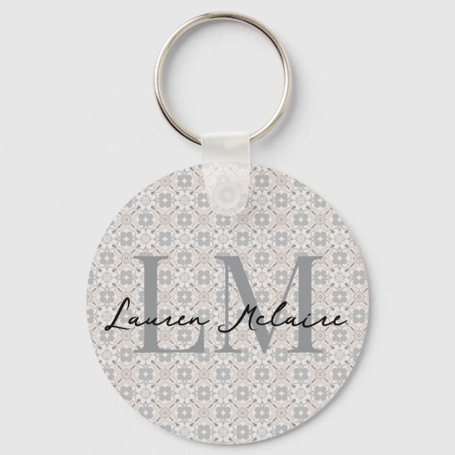 Llavero Minimalistic Monogram Script Name Spanish Tile  (Anverso)