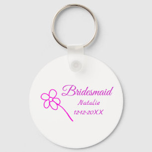 Llavero Mínimo simple dama de honor rosa agregar nombre añ