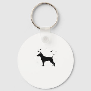 Llavero MinPin Perro � Silueta De Luna De Halloween Camise
