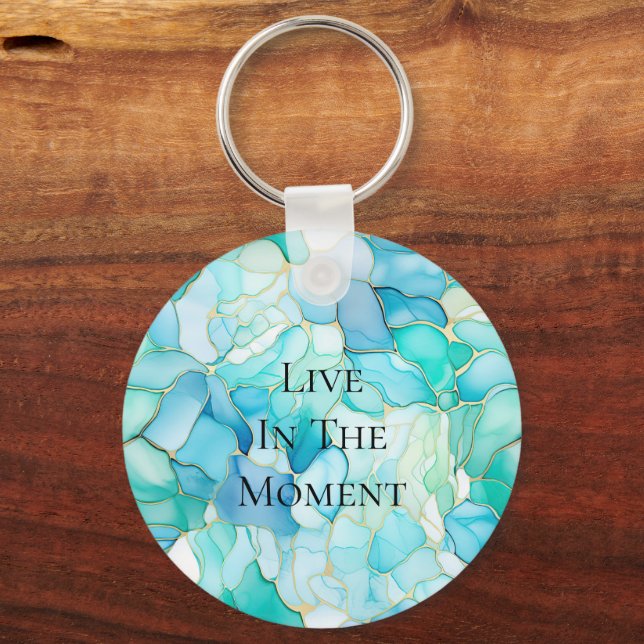 Llavero Mint Aqua Pearl Gold Marble (Anverso)