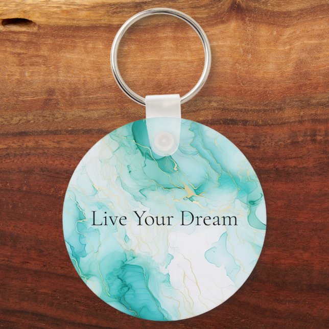 Llavero Mint Green Gold White Marble (Anverso)