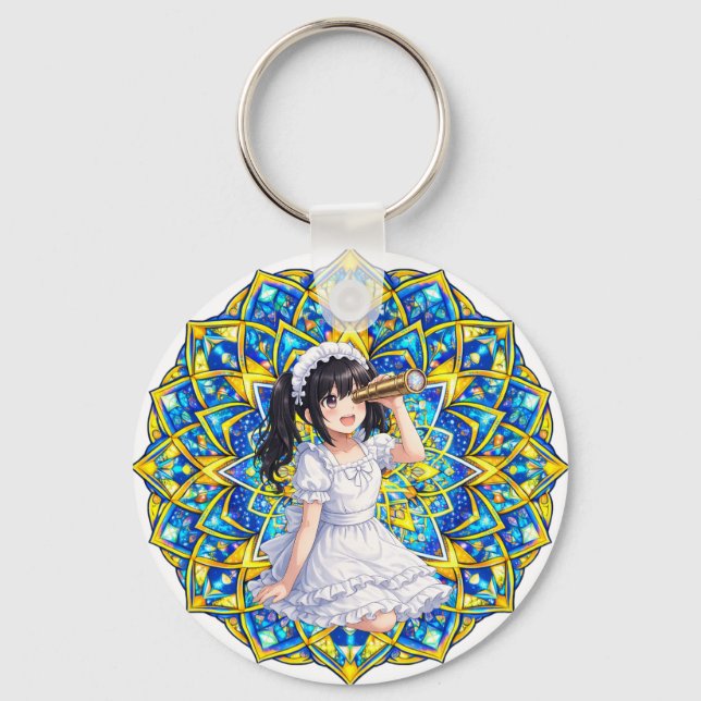Llavero Mirabella in Sunlight – Blue Gold Mandala Keychain (Anverso)