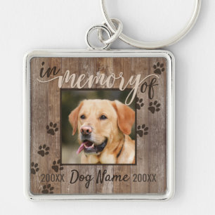 Llavero Mirada de madera rústica conmemorativa del perro