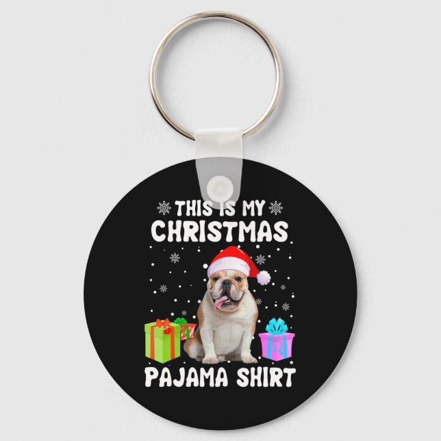 Llavero Mis Navidades Perro Bulldog Inglés Perro Pajama Pu (Anverso)