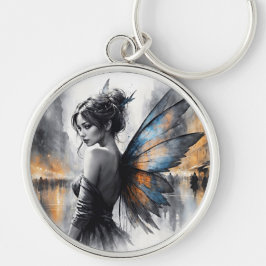 Llavero Misteriosa ciudad de hadas brumosas alas etéreas