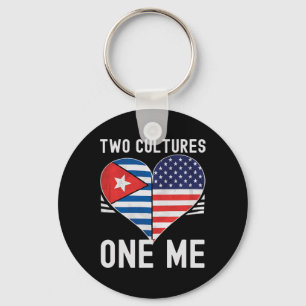 Llavero Mitad cubano mitad americano bandera de EEUU Cuba 