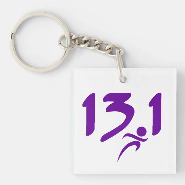 Llavero Mitad-maratón 13,1 de la púrpura (Frente)