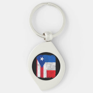 Llavero Mitad puertorriqueño mitad bandera francesa Orgull