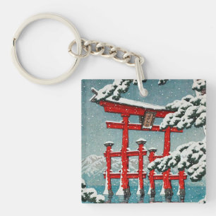 Llavero Miyajima en la nieve Hasui Kawase Torii Gate Art