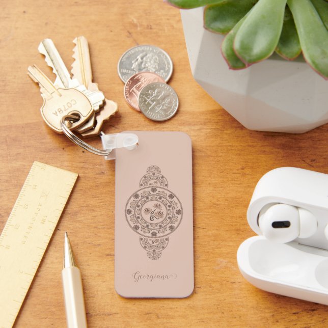 Llavero Mocha Rococo Lotus Ornamentala personalizada (Escritorio )