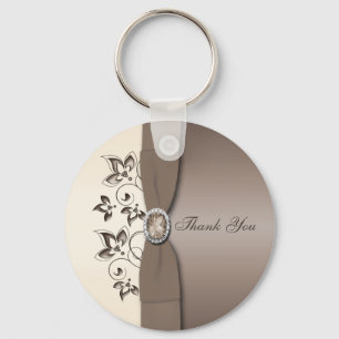 Llavero Mocha y Ivory Floral Keychain