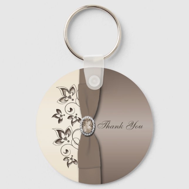Llavero Mocha y Ivory Floral Keychain (Anverso)