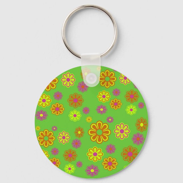 Llavero mod pop flowers groovy (Anverso)