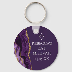 Llavero Moda Agate Purple Gold Bat Mitzvah Fiesta Personal