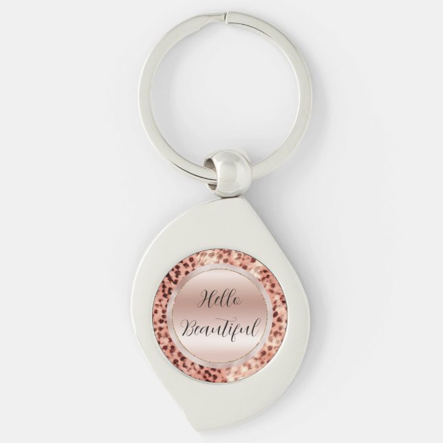 Llavero Moda Bonito Girly Rosa Gold Leopard (Anverso)