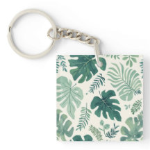 Moda de Monstera - Keychain acrílico de hojas trop