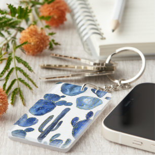 Llavero Moda del Desierto de Cactus Azul NOMBRE Keychain d