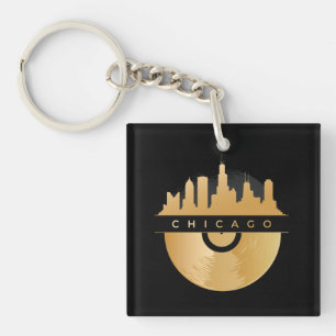 Llavero Moda Golden Vinyl del Skyline de Chicago Illinois