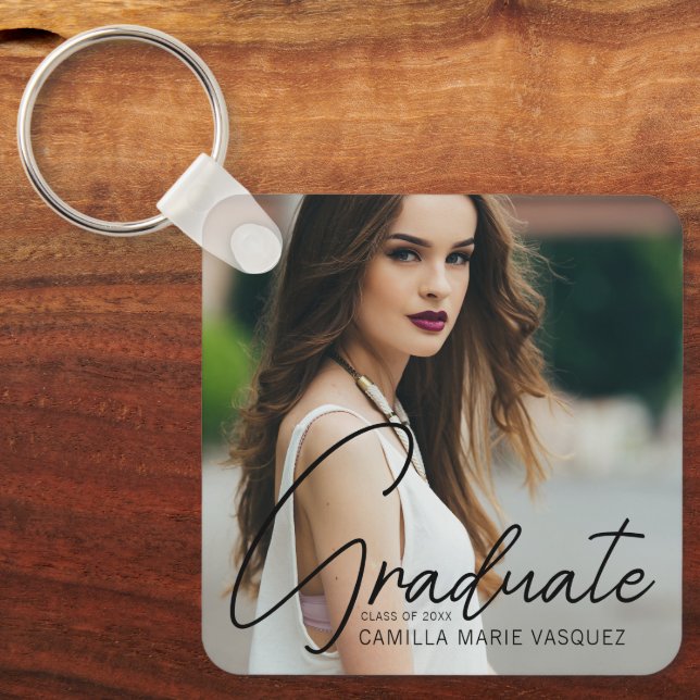 Llavero Moda Graduación Foto Sobreposición manuscrita del  (Anverso)