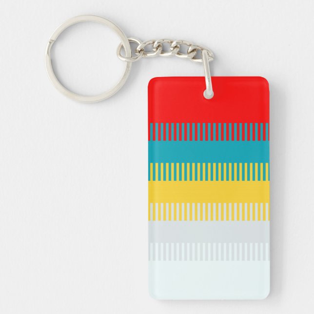 Llavero Moda Gris Blanco Rojo Azul Amarillo Gris Azul Únic (Frente)