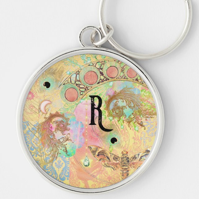 Llavero Moda hippie de plumas damasquinadas bohemias de co (Frente)