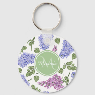 Llavero Moda Lavender Lilac Floral Pastel Verde Monograma