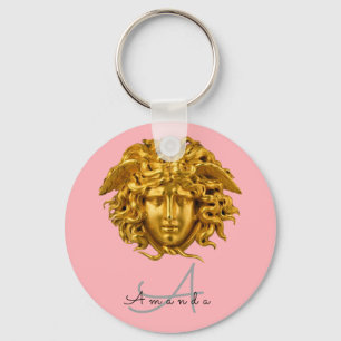 Llavero Moda Medusa francés Máscara de oro Rubor Pink Keyc