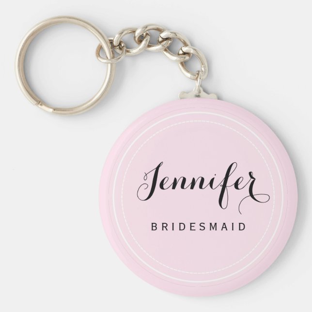 Llavero Moda Negra y Rosa Personaliza a la Bridesmaid (Frente)