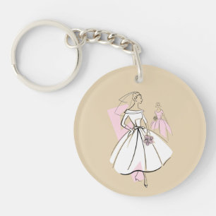 Llavero Moda Novia Novia Neutral Bride texto de la cadena