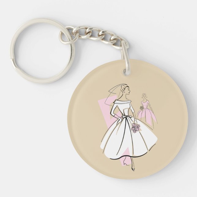 Llavero Moda Novia Novia Neutral Bride texto de la cadena  (Frente)