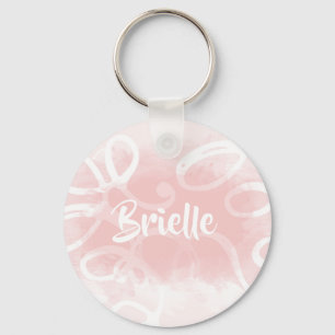 Llavero Moda Pastel Pink Water Swirls Con Nombre