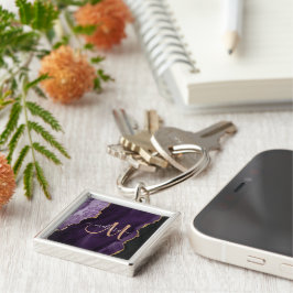 Llavero Moda Purpurina de oro morado Agate Personalizado M