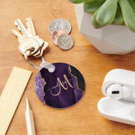 Llavero Moda Purpurina de oro morado Agate Personalizado M