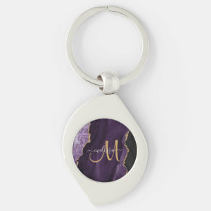 Llavero Moda Purpurina de oro morado Agate Personalizado M