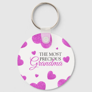 Llavero Moda Purpurina rosa corazón abuela