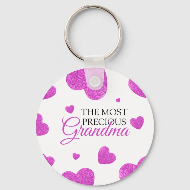 Llavero Moda Purpurina rosa corazón abuela (Anverso)