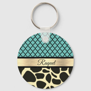 Llavero Moda Quatrefoil Giraffe Imprimir