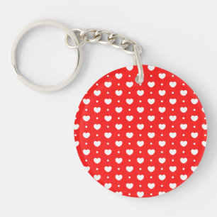 Llavero Moda Red White Hearts Pattern Chica Keychain