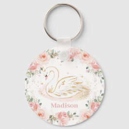 Llavero Moda Swan Princess Pastel Rubor Floral Gold