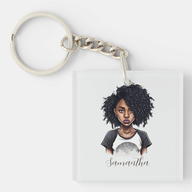 Llavero Moda y mujer africana clásica (Frente)