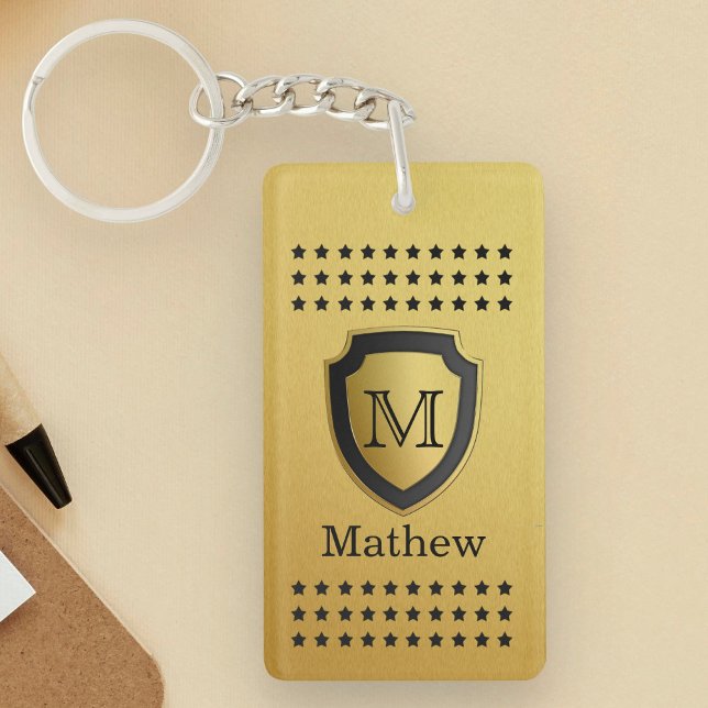 Llavero Modelo de estrella negro del nombre del monograma (Subido por el creador)